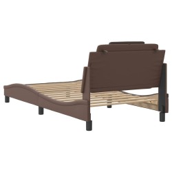 Cadre de lit sans matelas marron 100x200 cm similicuir 