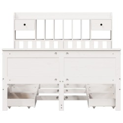 Lit bibliothèque sans matelas blanc 140x200 cm bois pin massif 