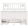 Lit bibliothèque sans matelas blanc 140x200 cm bois pin massif 