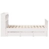 Lit bibliothèque sans matelas blanc 140x200 cm bois pin massif 