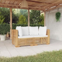Canapés d'angle de jardin et coussins 2 pcs Bois teck massif 
