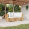 Canapés d'angle de jardin et coussins 2 pcs Bois teck massif 