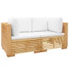 Canapés d'angle de jardin et coussins 2 pcs Bois teck massif 
