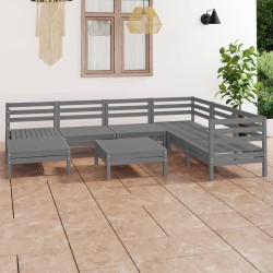 Salon de jardin 8 pcs Bois de pin massif Gris 
