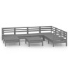 Salon de jardin 8 pcs Bois de pin massif Gris 