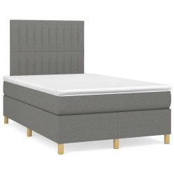 Sommier à lattes de lit avec matelas gris foncé 120x190cm tissu 