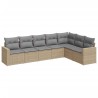 Salon de jardin avec coussins 7 pcs beige résine tressée 