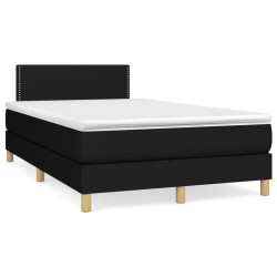 Sommier à lattes de lit avec matelas noir 120x190 cm tissu 