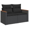 Salon de jardin 6 pcs avec coussins noir résine tressée 