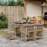 Ensemble à manger de jardin et coussins 9 pcs mélange beige 