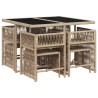 Ensemble à manger de jardin et coussins 9 pcs mélange beige 