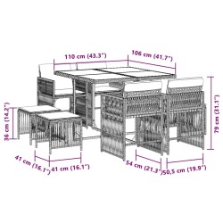 Ensemble à manger de jardin et coussins 9 pcs mélange beige 