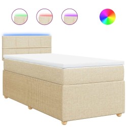 Sommier à lattes de lit et matelas Crème 90x190 cm Tissu 