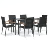 Ensemble à manger de jardin 7 pcs noir textilène et acier 