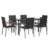 Ensemble à manger de jardin 7 pcs noir textilène et acier 