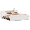 Lit bibliothèque sans matelas blanc 200x200 cm bois pin massif 