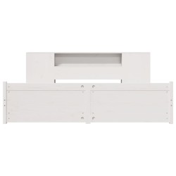 Lit bibliothèque sans matelas blanc 200x200 cm bois pin massif 