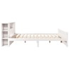 Lit bibliothèque sans matelas blanc 200x200 cm bois pin massif 