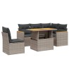 Salon de jardin 6 pcs avec coussins gris résine tressée 