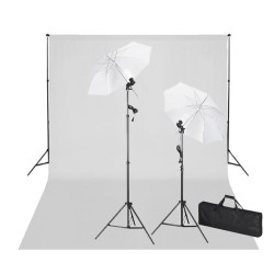Kit de studio avec toile de fond blanche 600x300 cm et lumières 
