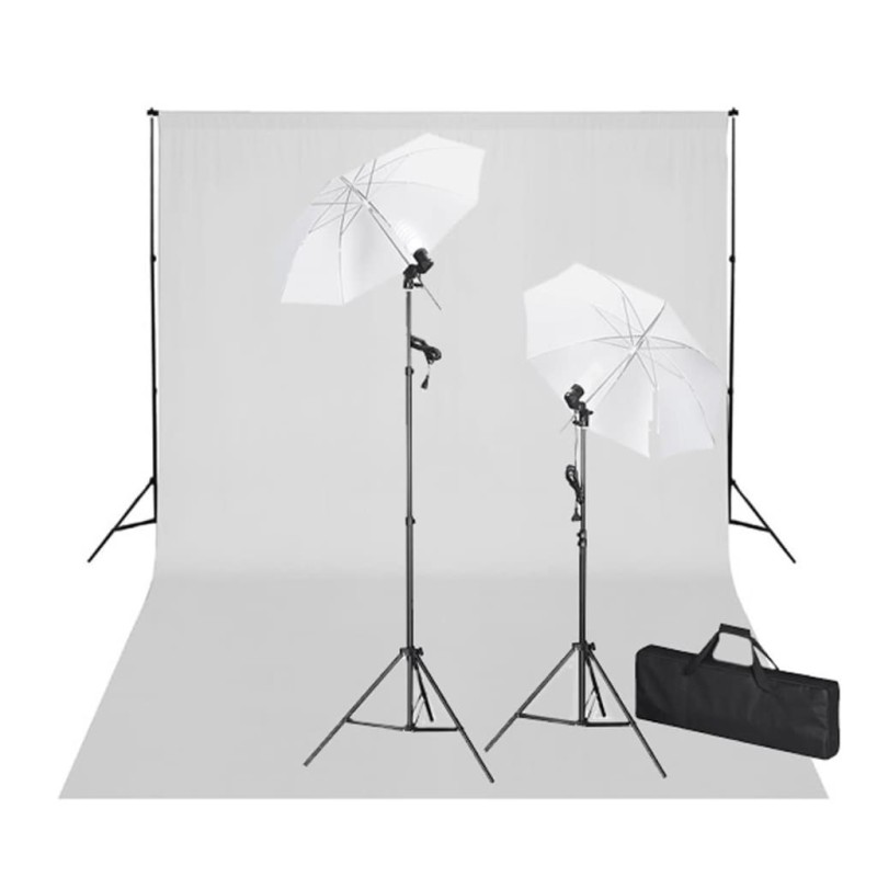 Kit de studio avec toile de fond blanche 600x300 cm et lumières 