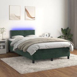 Sommier à lattes de lit avec matelas LED Vert foncé 120x200 cm 