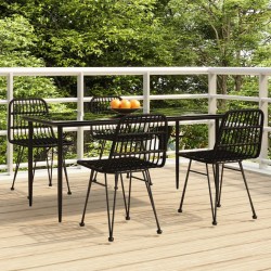 Ensemble à manger de jardin 5 pcs Noir Résine tressée 