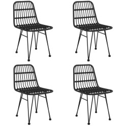 Ensemble à manger de jardin 5 pcs Noir Résine tressée 