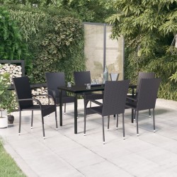 Ensemble à manger de jardin 7 pcs Noir 