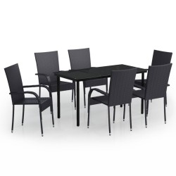 Ensemble à manger de jardin 7 pcs Noir 
