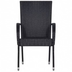 Ensemble à manger de jardin 7 pcs Noir 