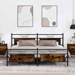 Cadre de lit en métal sans matelas chêne fumé 200x200 cm 