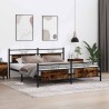 Cadre de lit en métal sans matelas chêne fumé 200x200 cm 