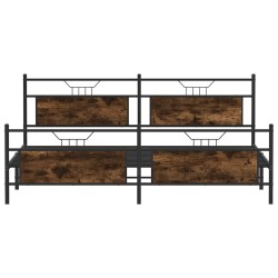 Cadre de lit en métal sans matelas chêne fumé 200x200 cm 