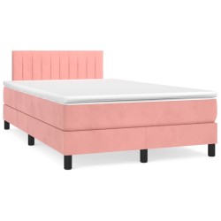 Sommier à lattes de lit avec matelas rose 120x190 cm velours 