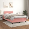 Sommier à lattes de lit avec matelas rose 120x190 cm velours 