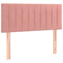 Sommier à lattes de lit avec matelas rose 120x190 cm velours 