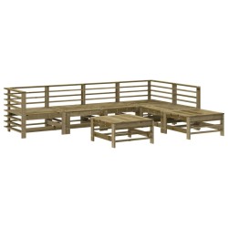 Salon de jardin 7 pcs bois de pin imprégné 