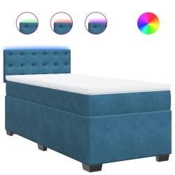 Sommier à lattes de lit avec matelas bleu 90x200 cm velours 
