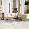 Salon de jardin avec coussins 6 pcs beige résine tressée 
