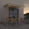 Auvent manuel rétractable avec LED 450x300 cm Jaune et blanc 