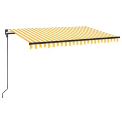 Auvent manuel rétractable avec LED 450x300 cm Jaune et blanc 