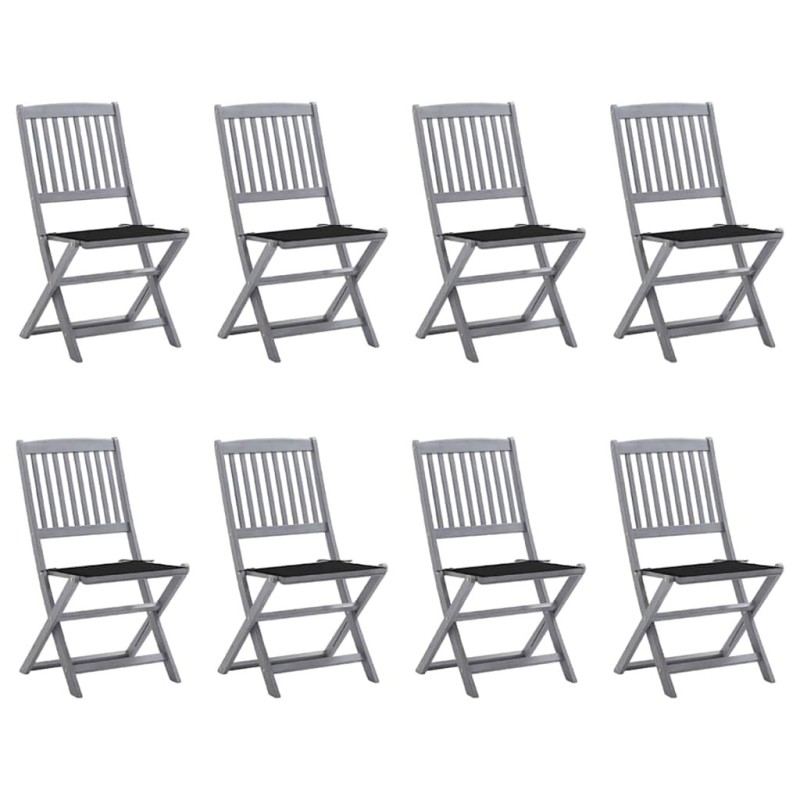 Chaises pliables d'extérieur lot de 8 et coussins Bois d'acacia 