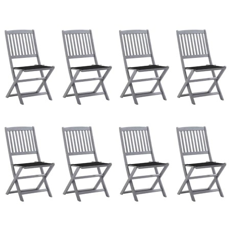 Chaises pliables d'extérieur lot de 8 et coussins Bois d'acacia 