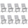 Chaises pliables d'extérieur lot de 8 et coussins Bois d'acacia 