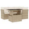 Salon de jardin avec coussins 5 pcs beige résine tressée 