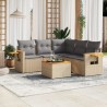 Salon de jardin avec coussins 6 pcs beige résine tressée 