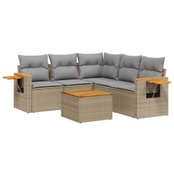 Salon de jardin avec coussins 6 pcs beige résine tressée 