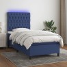 Sommier à lattes de lit avec matelas et LED Bleu 90x200cm Tissu 