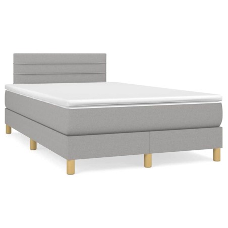 Sommier à lattes de lit matelas LED gris clair 120x190 cm tissu 